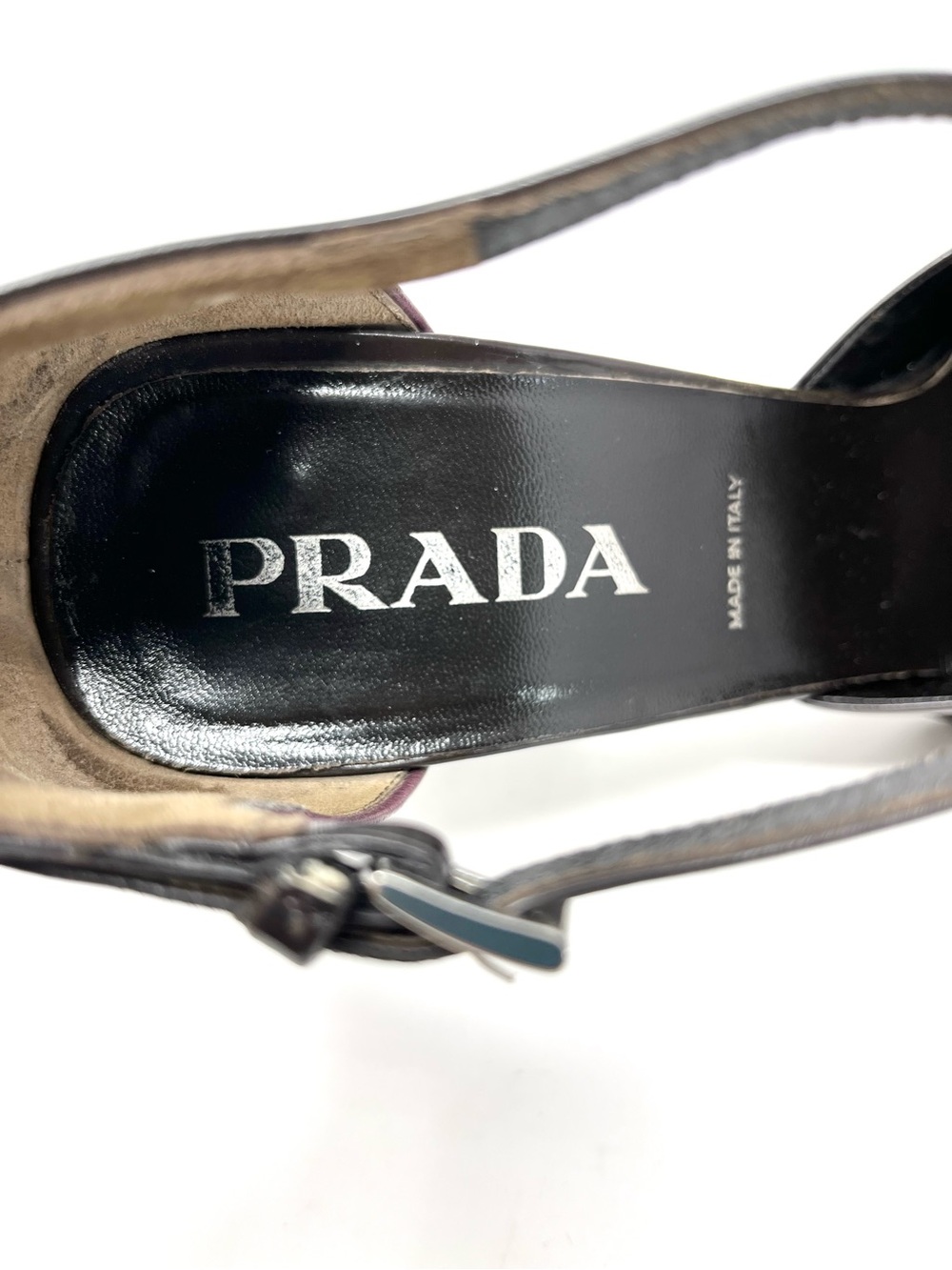 Vintage Vtg Prada 90s Y2K Brown Purple Leather Pointed Toe Pumps Heels 40 10 - Picture 8 of 11